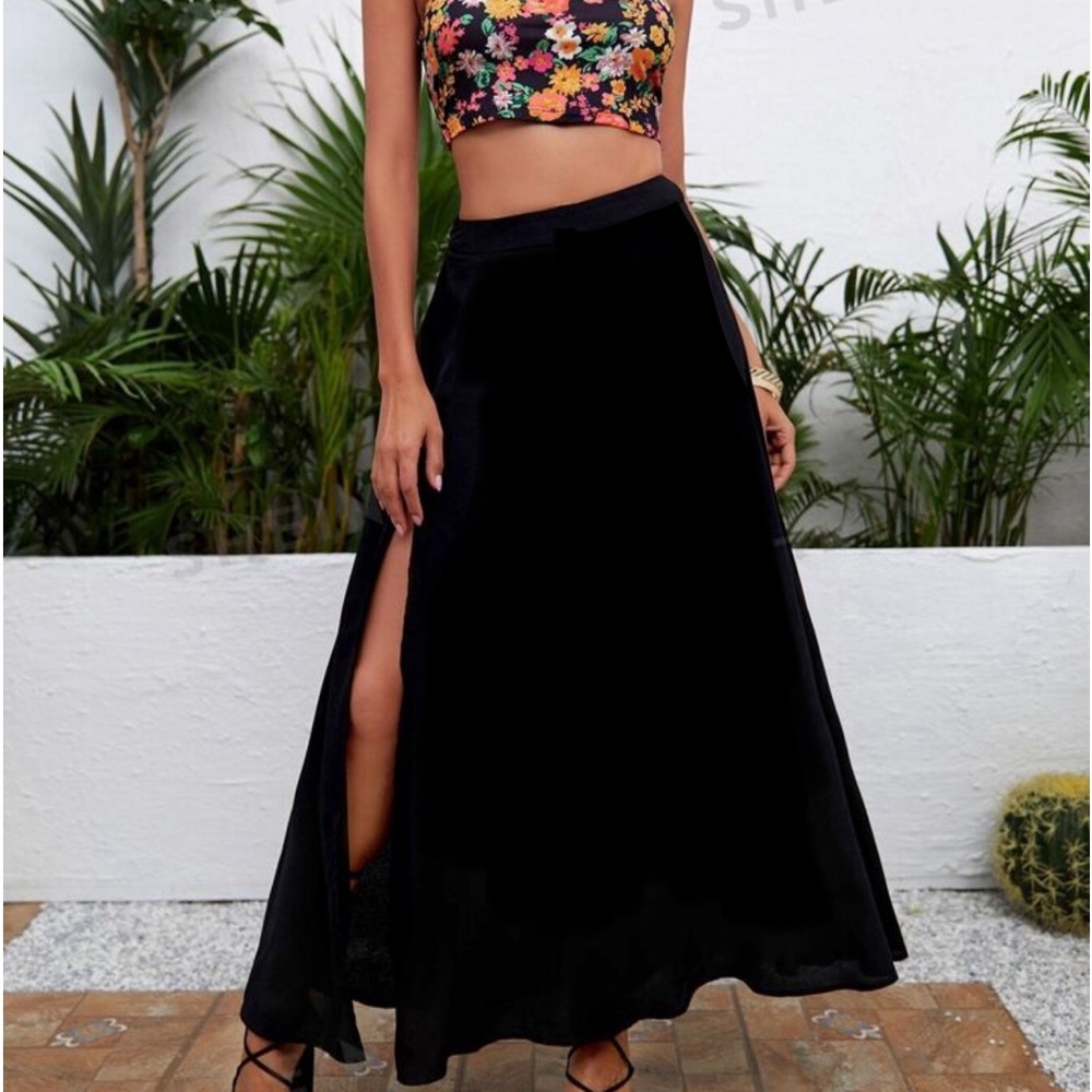Black Slit Skirt
